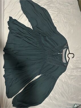 Free People Lace-Up Flowy Top in Deep Teal